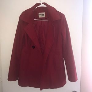 Bright Red Pea Coat